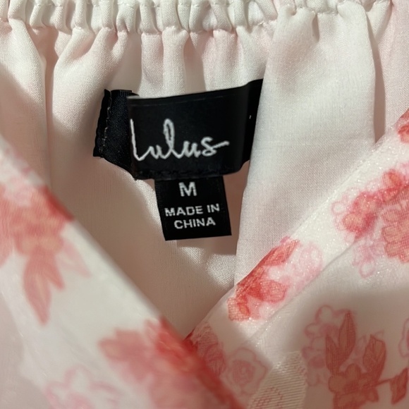 Lulu’s Pink Floral Puff Short Sleeve Dress a229 - Picture 2 of 4